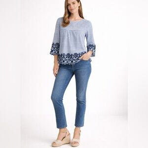 Dex Boho Embroidered Cotton Top